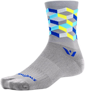 Swiftwick Vision Five Dimension Socks - 5 inch, Gray/Blue, Large/X-Large
