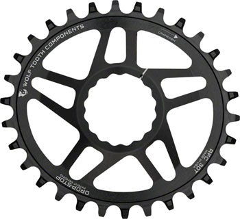Wolf Tooth Elliptical Direct Mount Chainring - 32t, RaceFace/Easton CINCH Direct Mount, Drop-Stop, For Boost Cranks, 3mm Offset, Black QBP