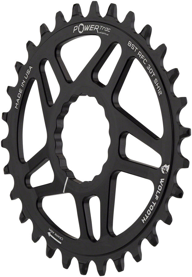 Wolf Tooth Elliptical Direct Mount Chainring - 30t, RaceFace CINCH Boost, Drop-Stop ST for Shimano 12 Speed HG+, Black QBP