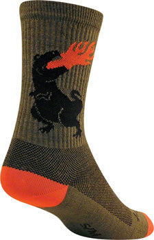 SockGuy Dinosaur Wool Socks - 6 inch, Green, Large/X-Large