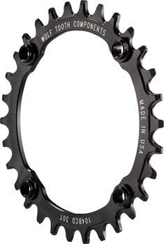 Wolf Tooth 104 BCD Chainring - 30t, 104 BCD, 4-Bolt, Drop-Stop, Black