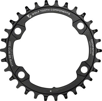 Wolf Tooth 96 BCD Chainring - 32t, 96 Asymmetric BCD, 4-Bolt, Drop-Stop, For Shimano XT M8000 and SLX M7000 Cranks, Black THE BIKERY AT THE BREWERY