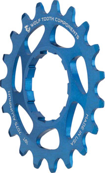 Wolf Tooth Single Speed Aluminum Cog: 19T, Compatible with 3/32" Chains, Blue QBP
