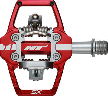 HT T1-SX BMX-SX Pedals - Dual Sided Clipless with Platform, Aluminum, 9/16", Red JBI