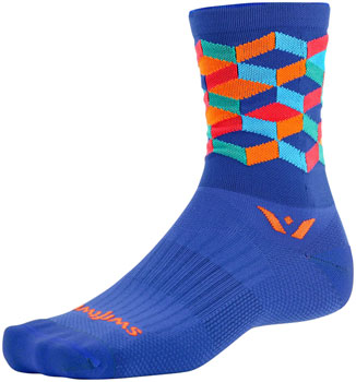 Swiftwick Vision Five Dimension Socks - 5 inch, Blue/Orange, Large/X-Large