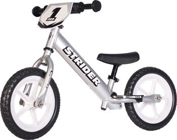 Strider 12 Pro Kids Balance Bike: Silver QBP