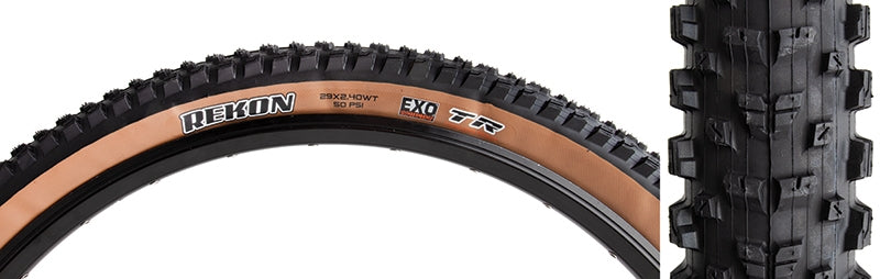 Maxxis Rekon EXO/TR/WT Tubeless Folding Tire, 29 x 2.4", Dark Tan Wall QBP